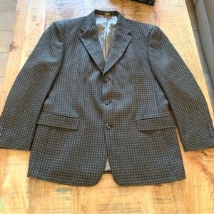 Austin Reed London England Pure New Wool Brown Checked Mens Sports Blazer Sz 42R